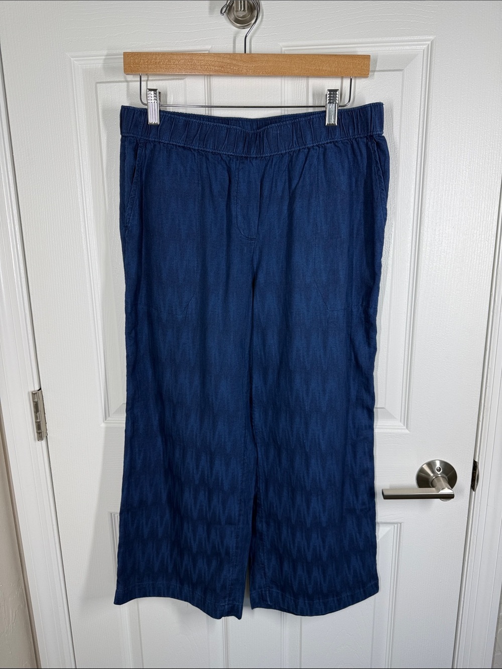J Jill Purejill Indigo blue wide leg cropped pants size small petite